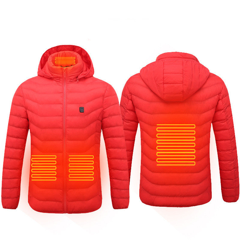 Men's USB Heated Jacket – Electric Thermal Winter Coat with Removable Hood, Lightweight Windproof Design, Fast Heating, and 3-Level Temperature Control