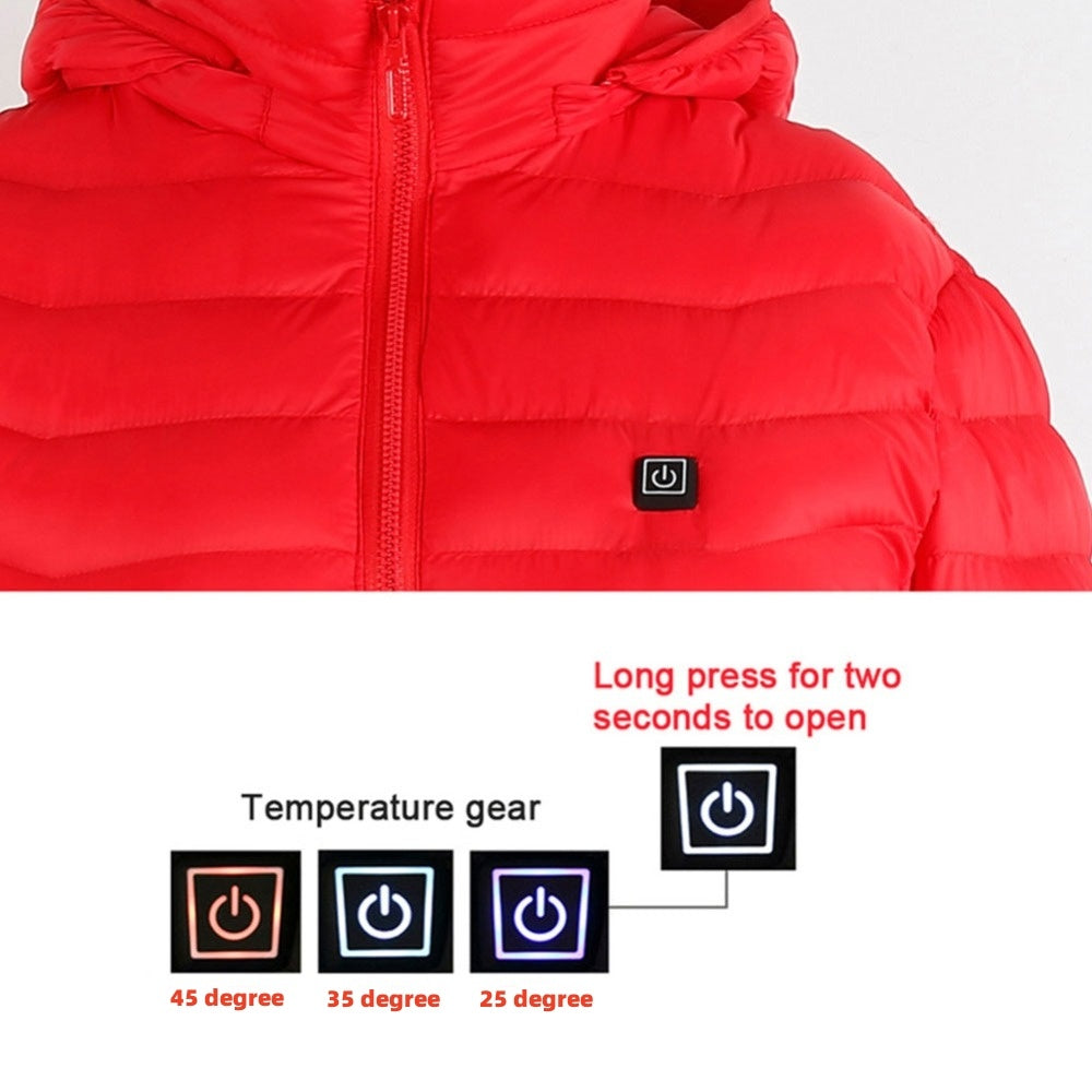 Men's USB Heated Jacket – Electric Thermal Winter Coat with Removable Hood, Lightweight Windproof Design, Fast Heating, and 3-Level Temperature Control