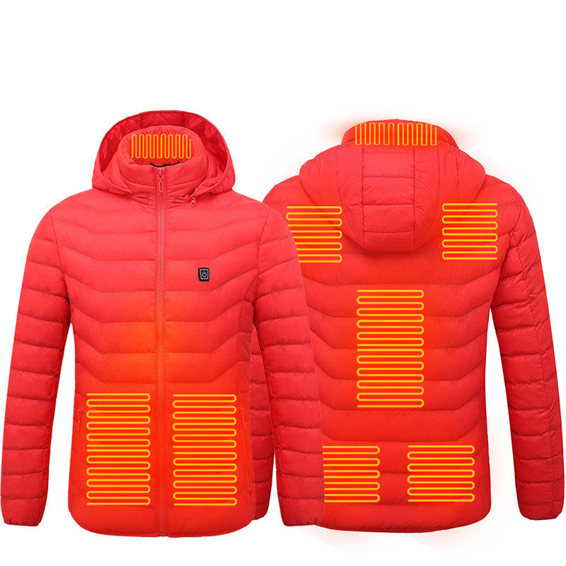 Men's USB Heated Jacket – Electric Thermal Winter Coat with Removable Hood, Lightweight Windproof Design, Fast Heating, and 3-Level Temperature Control