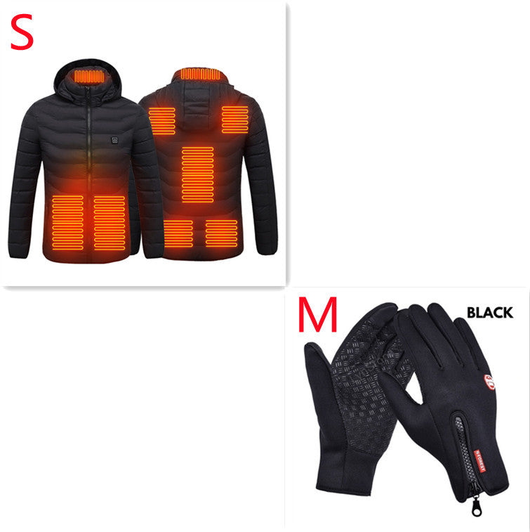 Men's USB Heated Jacket – Electric Thermal Winter Coat with Removable Hood, Lightweight Windproof Design, Fast Heating, and 3-Level Temperature Control